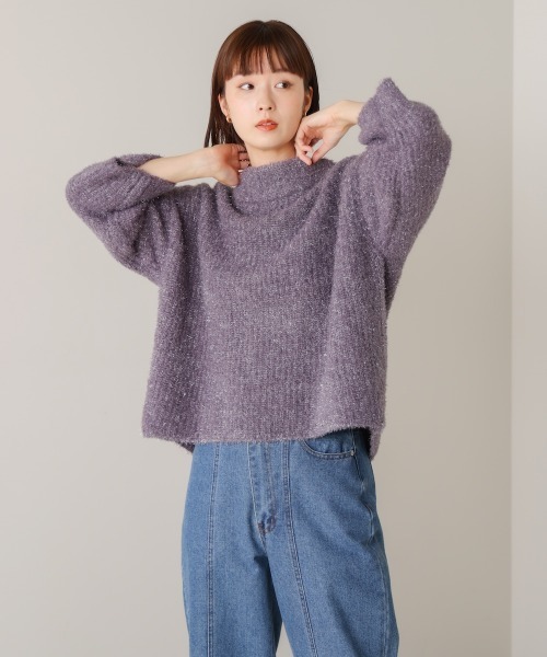Bou Jeloud(ブージュルード)の「フィルムラメハイネックニットプルオーバー(ニット/セーター・レディース・ピンク/チャコールグレー/ブルー・FREE)」の5枚目の写真