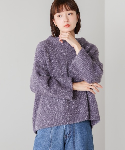 Bou Jeloud(ブージュルード)の「フィルムラメハイネックニットプルオーバー(ニット/セーター・レディース・ピンク/チャコールグレー/ブルー・FREE)」の6枚目の写真