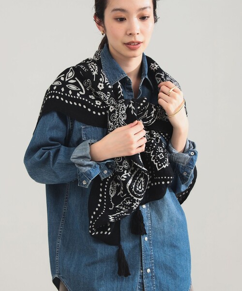 別注】manipuri / バンダナ タッセル ストール（ストール/ショール