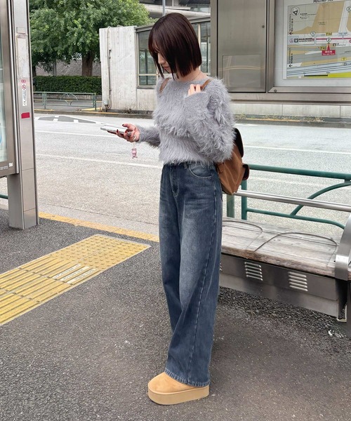 frunco（フランコ）の「シャギーニット（ニット/セーター・レディース・グレー/ホワイト・FREE）」の18枚目の写真