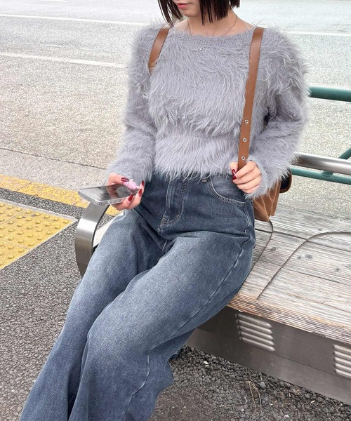 frunco（フランコ）の「シャギーニット（ニット/セーター・レディース・グレー/ホワイト・FREE）」の15枚目の写真
