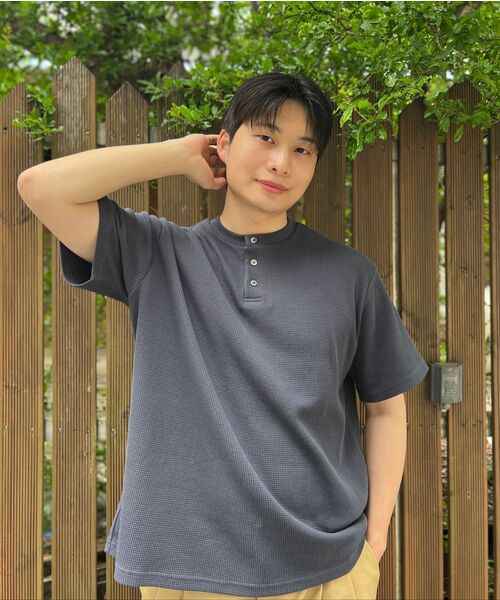 LEIRE（ルアール）の「ワッフルヘンリーネック半袖Tシャツ[ネイビー]（Tシャツ/カットソー・メンズ・その他・MEDIUM/LARGE/X-LARGE）」の8枚目の写真