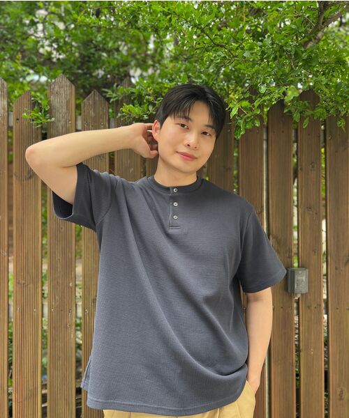 LEIRE（ルアール）の「ワッフルヘンリーネック半袖Tシャツ[ネイビー]（Tシャツ/カットソー・メンズ・その他・MEDIUM/LARGE/X-LARGE）」の16枚目の写真