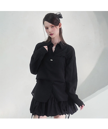 Sillage See-Through Stripe Shirt BLACK