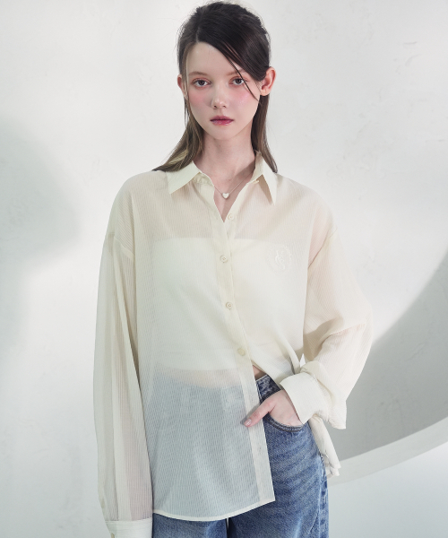 Vivacious(ビバシャス)の「Sillage See-Through Stripe Shirt BLACK(シャツ/ブラウス・レディース・ブラック・FREE)」の2枚目の写真