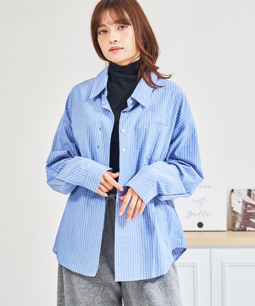 MISCH MASCH(ミッシュマッシュ)の「ZOZO限定 ストライプウエストリボンシャツ(シャツ/ブラウス・レディース・グレー/ブルー・フリ-)」の20枚目の写真
