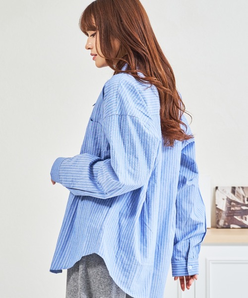 MISCH MASCH(ミッシュマッシュ)の「ZOZO限定 ストライプウエストリボンシャツ(シャツ/ブラウス・レディース・グレー/ブルー・フリ-)」の22枚目の写真