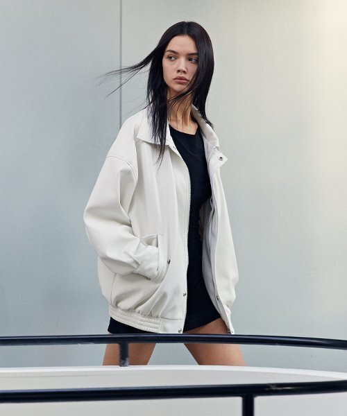 9090 VEGAN LEATHER JACKET_WHITE（ライダースジャケット）｜LADY