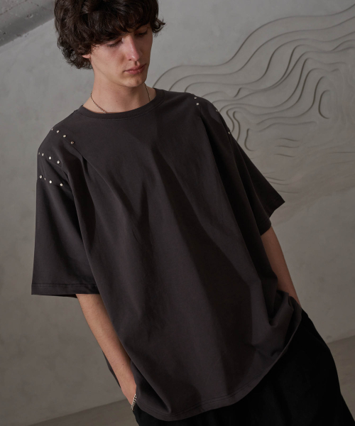 TENER(テネル)の「ショルダーギャザー ハットピースT(チャコール)(Tシャツ/カットソー・メンズ・その他・FREE)」の3枚目の写真
