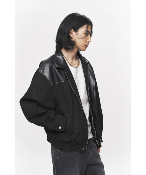 BLACK MOMENT（ブラックモーメント）の「カラー ブロック ビーガン スエード ジャケット [ブラック]（ブルゾン・メンズ・ブラック・MEDIUM/LARGE）」の6枚目の写真