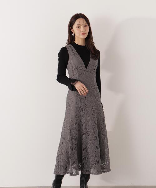 PROPORTION BODY DRESSING（プロポーションボディドレッシング）の「Ｖネックレースジャンスカ / 1216140002（ワンピース・レディース・ライトグリーン/ホワイト系その他/ダークグレー・MEDIUM/P/S）」の3枚目の写真
