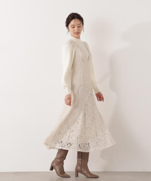 PROPORTION BODY DRESSING（プロポーションボディドレッシング）の「Ｖネックレースジャンスカ / 1216140002（ワンピース・レディース・ライトグリーン/ホワイト系その他/ダークグレー・MEDIUM/P/S）」の21枚目の写真