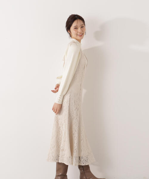 PROPORTION BODY DRESSING（プロポーションボディドレッシング）の「Ｖネックレースジャンスカ / 1216140002（ワンピース・レディース・ライトグリーン/ホワイト系その他/ダークグレー・MEDIUM/P/S）」の18枚目の写真