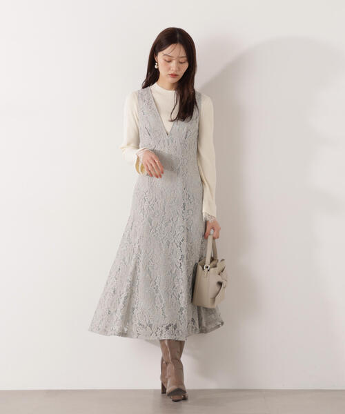 PROPORTION BODY DRESSING（プロポーションボディドレッシング）の「Ｖネックレースジャンスカ / 1216140002（ワンピース・レディース・ライトグリーン/ホワイト系その他/ダークグレー・MEDIUM/P/S）」の11枚目の写真