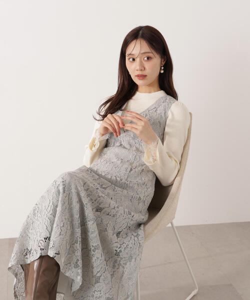 PROPORTION BODY DRESSING（プロポーションボディドレッシング）の「Ｖネックレースジャンスカ / 1216140002（ワンピース・レディース・ライトグリーン/ホワイト系その他/ダークグレー・MEDIUM/P/S）」の5枚目の写真