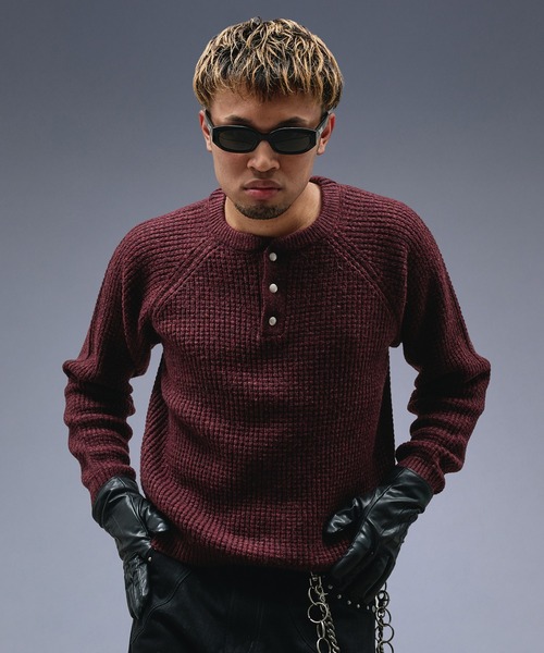 Metal Henry neck Thermal Knit /メタルヘンリーネックサーマルニット