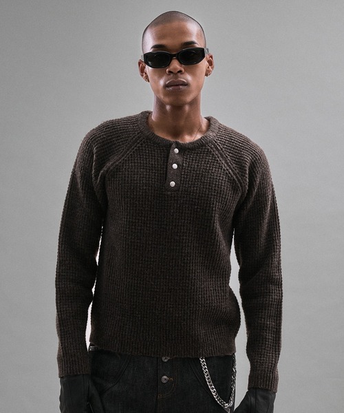 Metal Henry neck Thermal Knit /メタルヘンリーネックサーマルニット