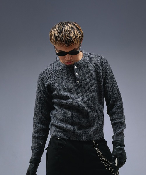 Metal Henry neck Thermal Knit /メタルヘンリーネックサーマルニット