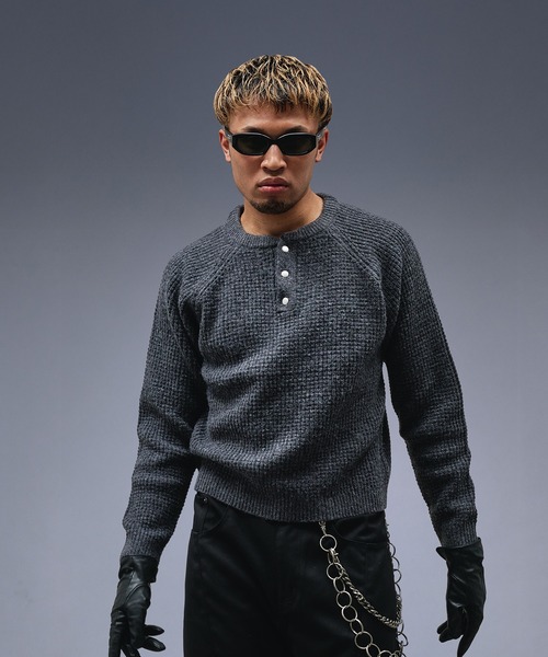 Metal Henry neck Thermal Knit /メタルヘンリーネックサーマルニット
