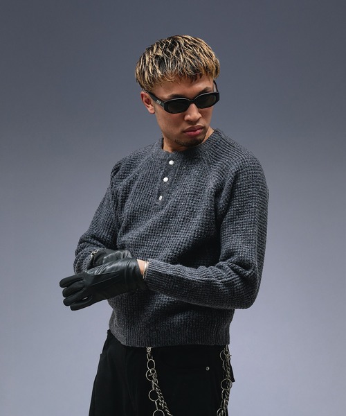 Metal Henry neck Thermal Knit /メタルヘンリーネックサーマルニット