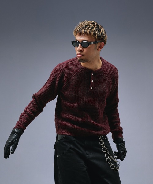 【専用】ANDER HUNK メタルヘンリーネックサーマル ブラック系 ANDER HUNK tシャツ Metal Henry neck Thermal / メタルヘンリーネック