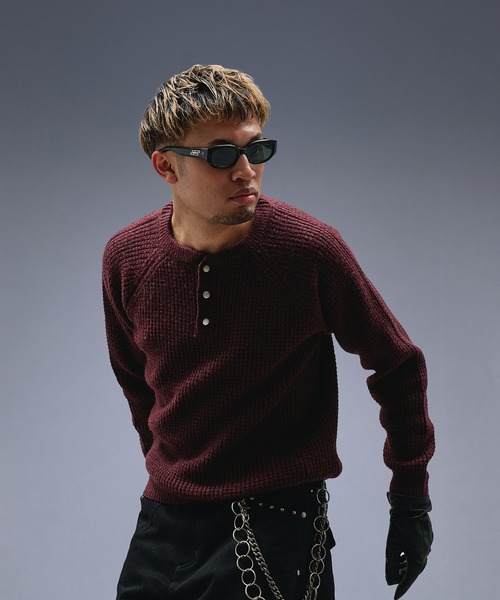 ANDER HUNK（アンダーハンク）の「Metal Henry neck Thermal Knit /メタルヘンリーネックサーマルニット（ニット/セーター・メンズ・ブラック/グレー/バーガンディー・LARGE/MEDIUM/SMALL）」の22枚目の写真