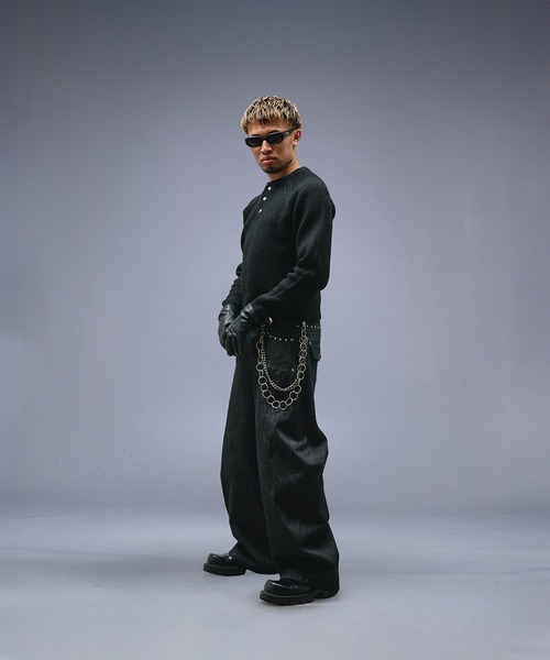 ANDER HUNK（アンダーハンク）の「Metal Henry neck Thermal Knit /メタルヘンリーネックサーマルニット（ニット/セーター・メンズ・ブラック/グレー/バーガンディー・LARGE/MEDIUM/SMALL）」の16枚目の写真