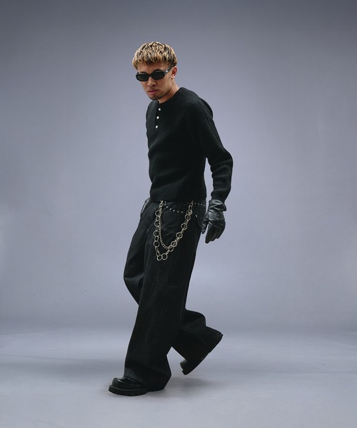 Metal Henry neck Thermal Knit /メタルヘンリーネックサーマルニット