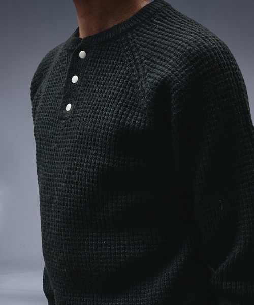 Metal Henry neck Thermal Knit /メタルヘンリーネックサーマルニット