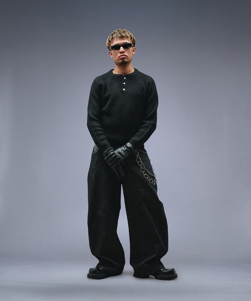 Metal Henry neck Thermal Knit /メタルヘンリーネックサーマルニット