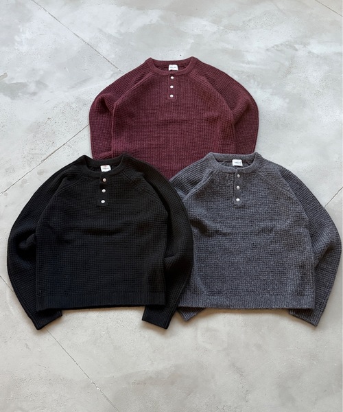 Metal Henry neck Thermal Knit /メタルヘンリーネックサーマルニット