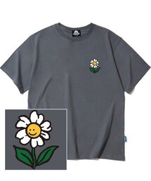 シングルフラワーロゴTシャツ - グレー