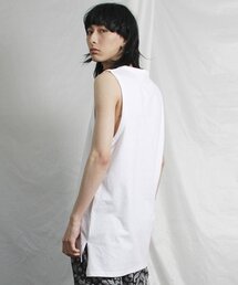 スリーブレスロングレイヤースリットTシャツホワイト
