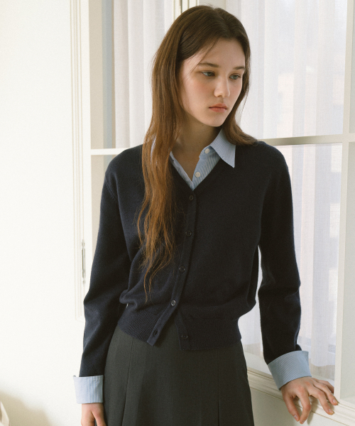 YUPPE(ヨッペ)の「SHIRT COLLAR CARDIGAN_NAVY(カーディガン/ボレロ・レディース・その他・FREE)」の4枚目の写真