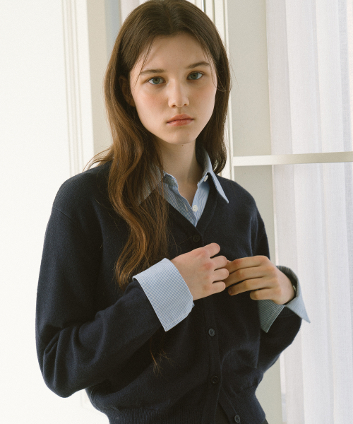 YUPPE(ヨッペ)の「SHIRT COLLAR CARDIGAN_NAVY(カーディガン/ボレロ・レディース・その他・FREE)」の5枚目の写真