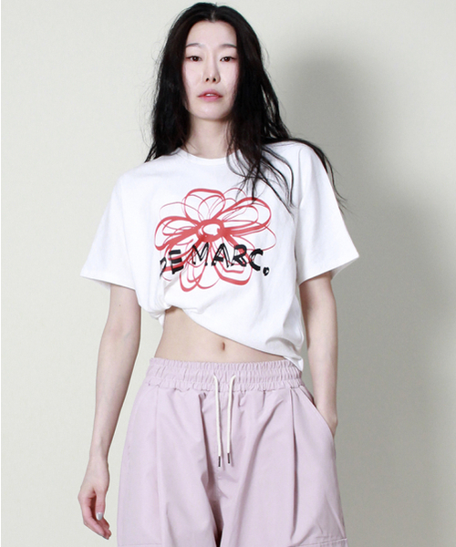 DEMARC(ドゥマーク)の「フレンチスリーブドマークフラワーセミクロップ半袖Tシャツアイボリーレッド(Tシャツ/カットソー・レディース・その他・LARGE/MEDIUM)」の12枚目の写真