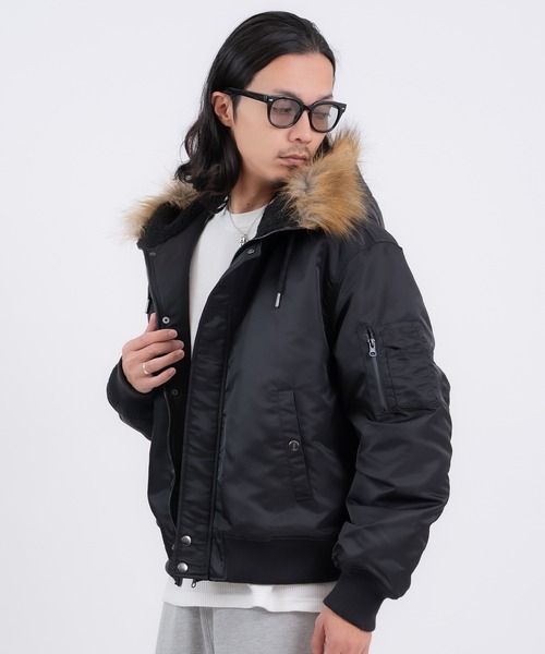 improves（インプローブス）の「ヘビーナイロン N-2B フライトジャケット（ミリタリージャケット・メンズ・ブラック/カーキ・LARGE/MEDIUM/SMALL/X-LARGE）」の3枚目の写真