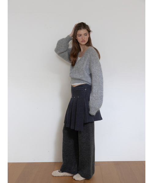 ASURA(アスラ)の「WOOL RIVET PLEATS LAP SKIRT (CHECK)(スカート・レディース・その他・OS)」の4枚目の写真