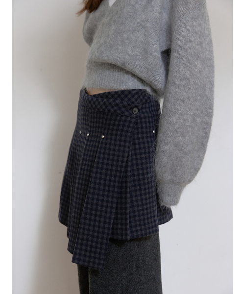 ASURA(アスラ)の「WOOL RIVET PLEATS LAP SKIRT (CHECK)(スカート・レディース・その他・OS)」の5枚目の写真