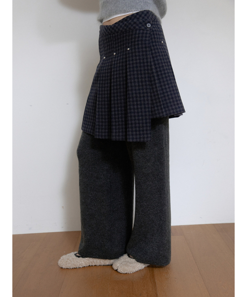 ASURA(アスラ)の「WOOL RIVET PLEATS LAP SKIRT (CHECK)(スカート・レディース・その他・OS)」の6枚目の写真