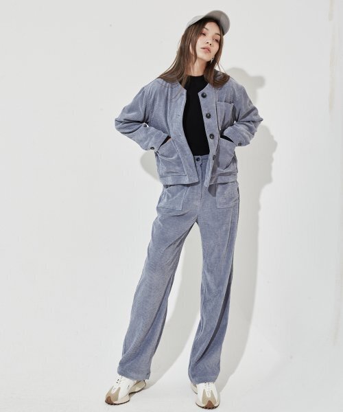 manavis7(マナビスセブン)の「No Collar Corduroy Jacket Blue(その他アウター・レディース・ブルー・FREE)」の2枚目の写真