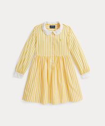 ストライプド コットン ポプリン シャツドレス