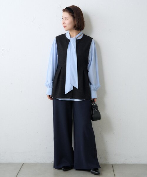 CIAOPANIC TYPY（チャオパニックティピー）の「≪オケージョン対応≫ツイードベスト付きパイピングラインパンツセット（その他パンツ・レディース・ベージュ/ネイビー・MEDIUM/SMALL）」の2枚目の写真