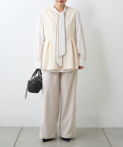 CIAOPANIC TYPY（チャオパニックティピー）の「≪オケージョン対応≫ツイードベスト付きパイピングラインパンツセット（その他パンツ・レディース・ベージュ/ネイビー・MEDIUM/SMALL）」の20枚目の写真