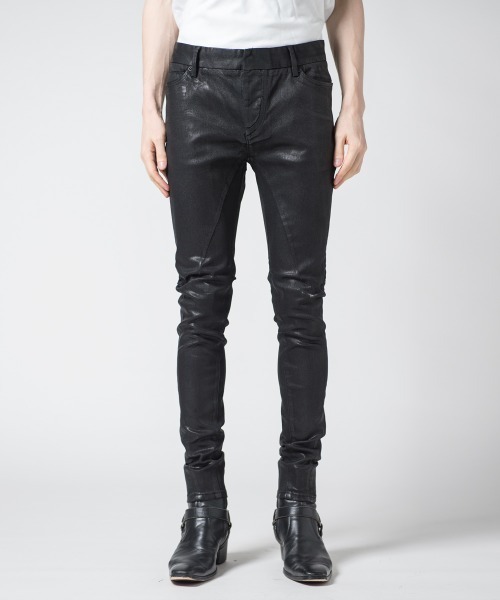 Buffalo Bobs(バッファローボブズ)の「FOREST GATE-LEATHER LOOK(フォレストゲート-レザールック)コーティング ストレッチ スキニーパンツ(デニムパンツ・メンズ・ブラック・3/L/2/M/1/S)」の4枚目の写真