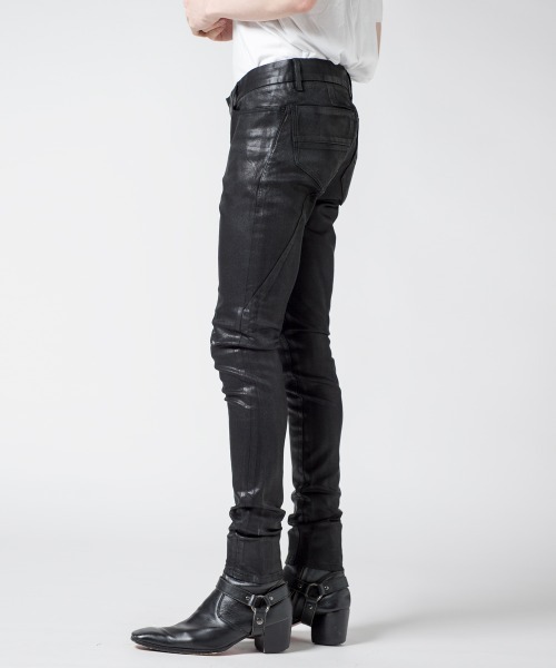 Buffalo Bobs(バッファローボブズ)の「FOREST GATE-LEATHER LOOK(フォレストゲート-レザールック)コーティング ストレッチ スキニーパンツ(デニムパンツ・メンズ・ブラック・3/L/2/M/1/S)」の5枚目の写真