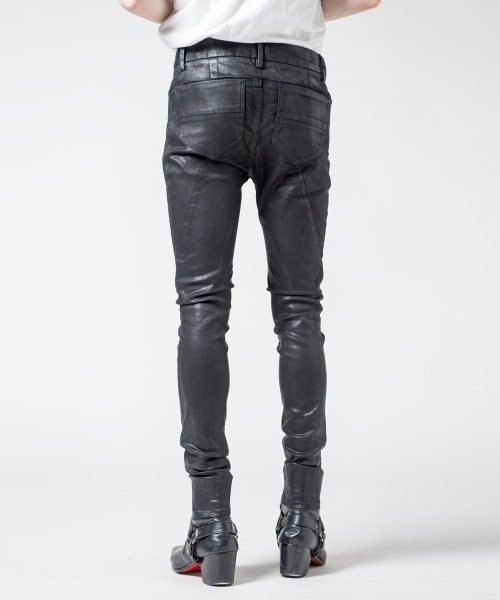 Buffalo Bobs(バッファローボブズ)の「FOREST GATE-LEATHER LOOK(フォレストゲート-レザールック)コーティング ストレッチ スキニーパンツ(デニムパンツ・メンズ・ブラック・3/L/2/M/1/S)」の6枚目の写真