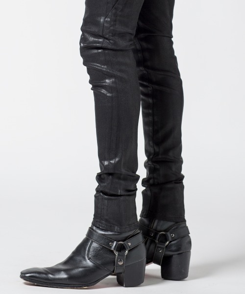 Buffalo Bobs(バッファローボブズ)の「FOREST GATE-LEATHER LOOK(フォレストゲート-レザールック)コーティング ストレッチ スキニーパンツ(デニムパンツ・メンズ・ブラック・3/L/2/M/1/S)」の9枚目の写真