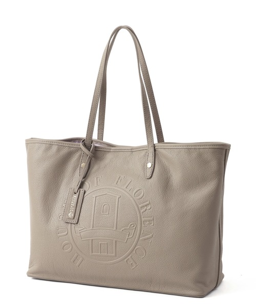 HOUSE OF FLORENCE（ハウスオブフローレンス）の「【HOUSE OF FLORENCE/ハウス オブ フローレンス】イタリアンレザー 型押しエンボス トートバッグ（L）（トートバッグ・レディース・グレイッシュベージュ/ブラック/ピンク/イエロー/ブラウン・FREE）」の3枚目の写真