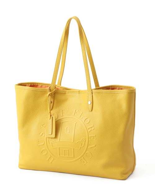 HOUSE OF FLORENCE（ハウスオブフローレンス）の「【HOUSE OF FLORENCE/ハウス オブ フローレンス】イタリアンレザー 型押しエンボス トートバッグ（L）（トートバッグ・レディース・グレイッシュベージュ/ブラック/ピンク/イエロー/ブラウン・FREE）」の4枚目の写真